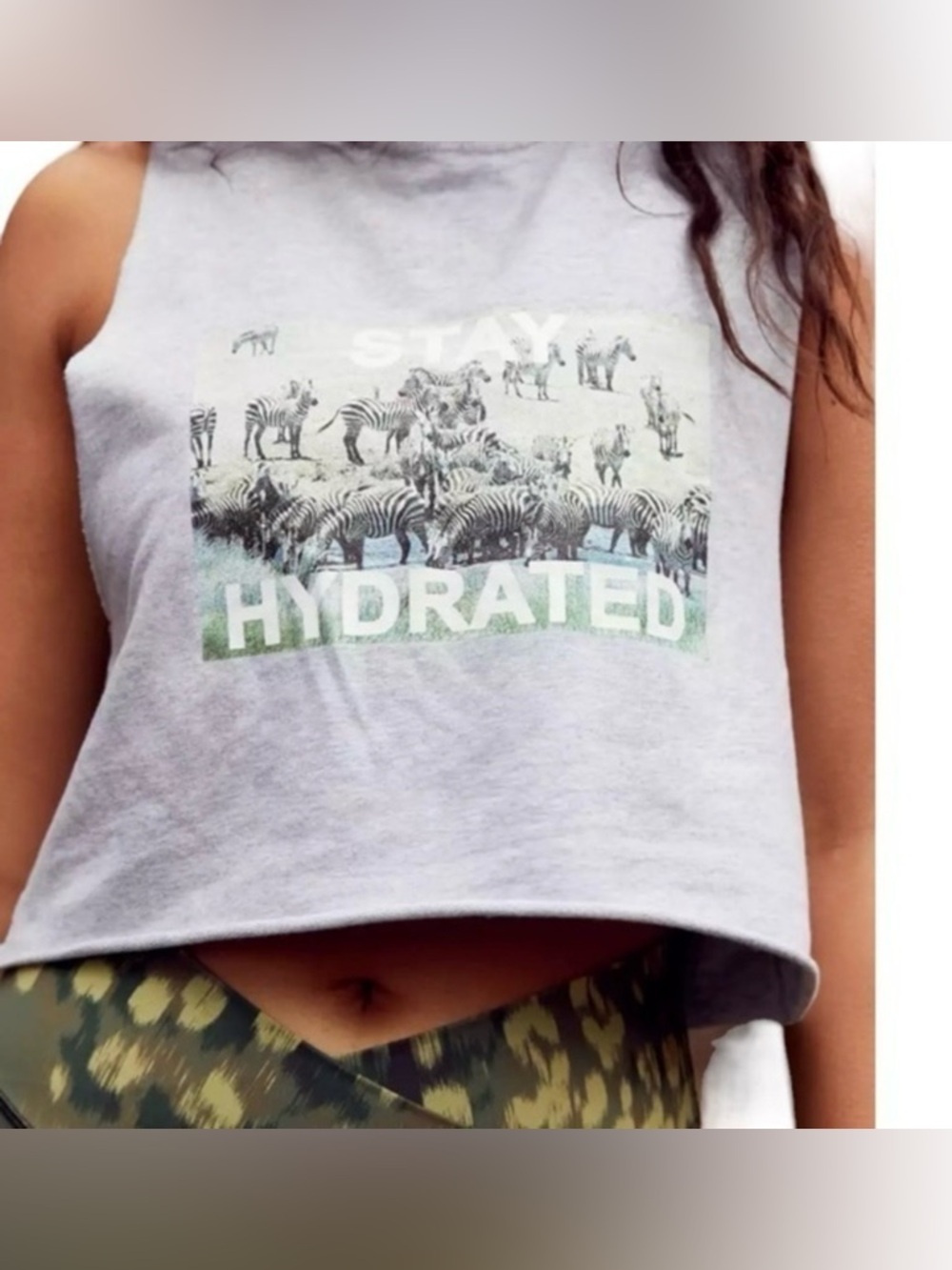 🔥 OFFLINE Aerie Gray Graphic Muscle Tee Activewear Tank Size Small